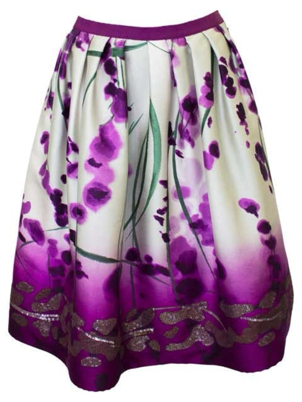 Oscar De La Renta Vintage Purple Floral A-Line Skirt